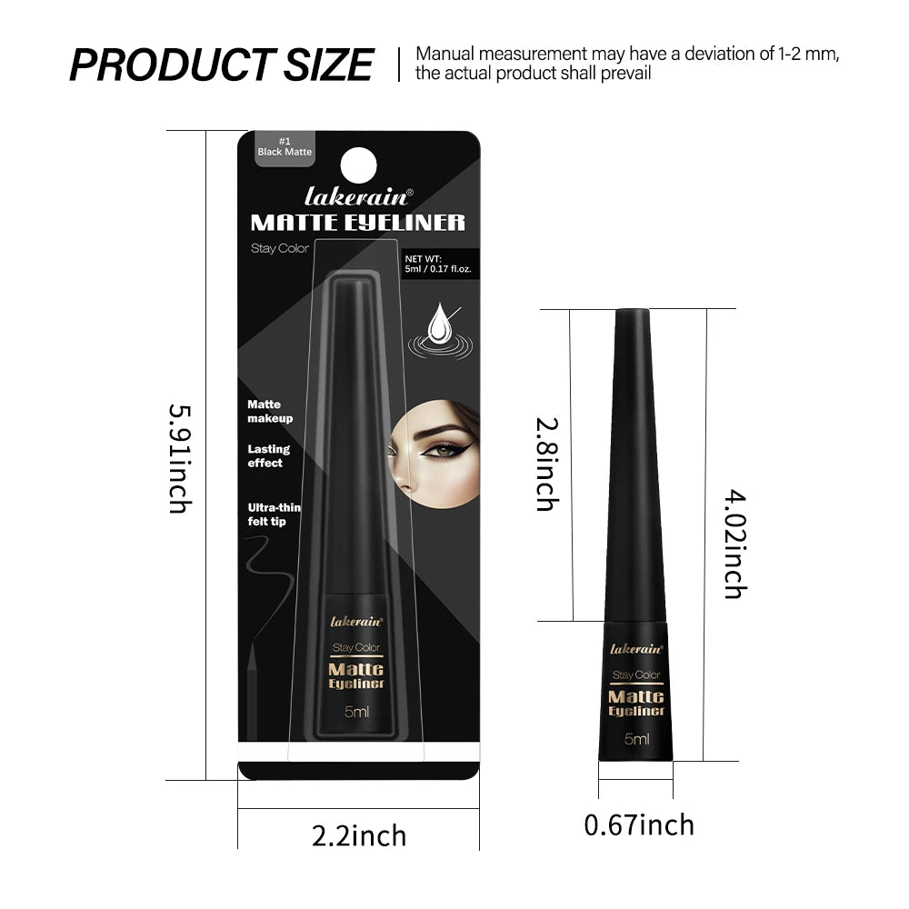Waterproof Eyeliner Pen Matte Liquid Eyeliner 17H Long Wear Sweat Proof Smudgeproof Stain-free Ultra-fine Liquid Cosmetics