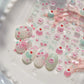 1pcs Cute Small Cat Claw Cherry Nail Art Charms Stickers Shiny 5D Jelly Cherry Pudding Bows Design Adhesive Sliders Nail Decals