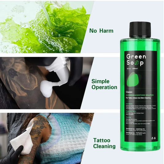 Tattoo Green Soap and Blue Soap - Super Concentrated Tattoo & Piercing Cleanser for Tattoo Studios, Tattoo Artist & Beginner