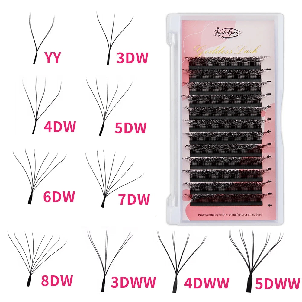 Goddess 3D/4D/5D/6D/7D/8D W Shape Lashes 4D Premade Fan Lash Extensions 0.07 C/D Curl Natural Soft High Quality Individual Lashe