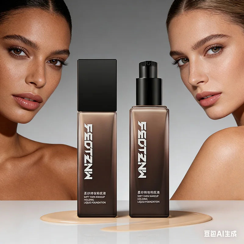 Feotznw foundation concealer, non-sticky powder, makeup primer, transparent foundation, conceals blemishes, women's cosmetics