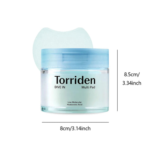 Torriden Dive-in Vegan Hyaluronic Acid Toner Pads(80 Pads),Hydrating&Lightweight Texture,Gentle Cleansing,K-Beauty,Korean Makeup