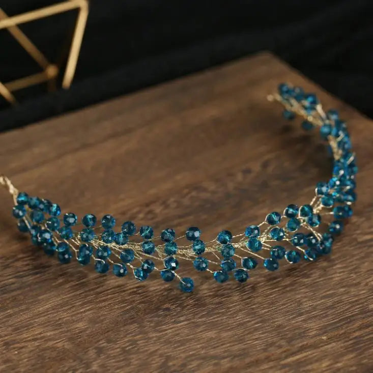 Vintage Blue Rhinestone Hair Comb Wedding Hair Accessories Bridal Hair Clip Headpiece Jewelry Bride Tiara Hair Ornament Gift