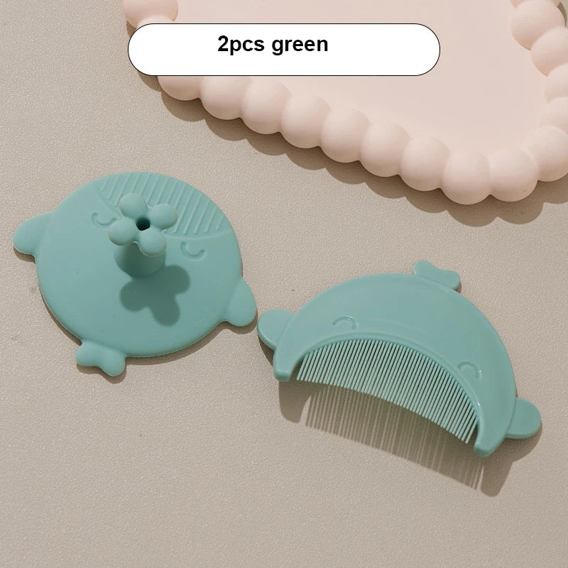 2pcs Set Infant Silicon Head Massager Fetal Head Fat Comb Toddler Bathing Soft Comb Newborn Hair Cleaning Baby Care Accessories