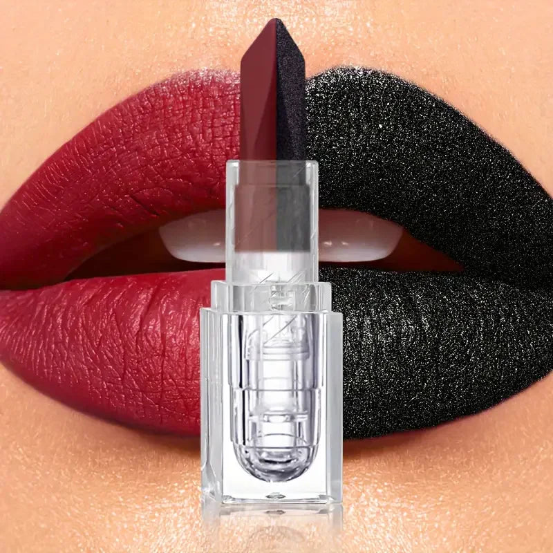 Soft Matte Two-Tone 2-in-1 Lipstick Long-Lasting Glitter and Matte Lipstick Lip Gloss is Not Easy to Fade.Perfect Romantic Lip G