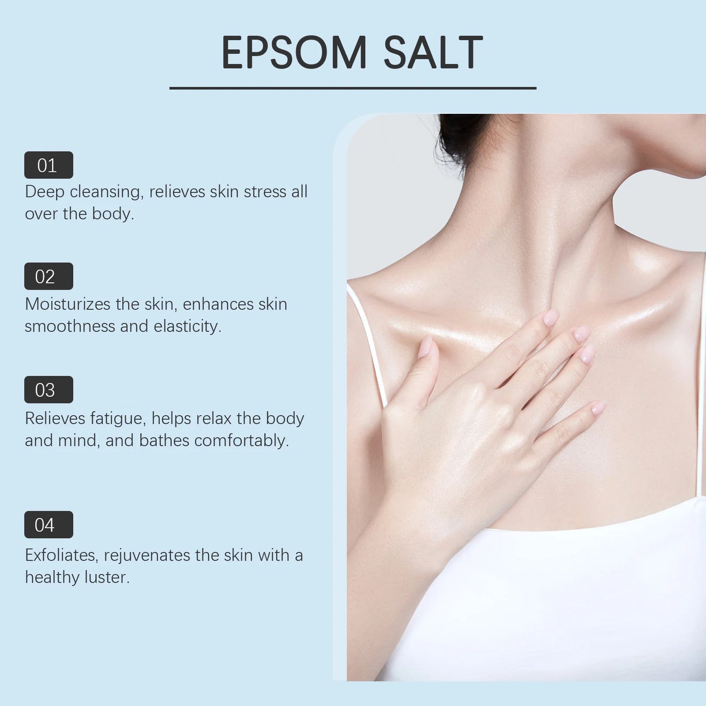 Magnesium Bath Salt Exfoliating Deep Cleansing Mood Nervous Relief Hydrating Smoothing Softening Better Sleep Relaxing Skin Care