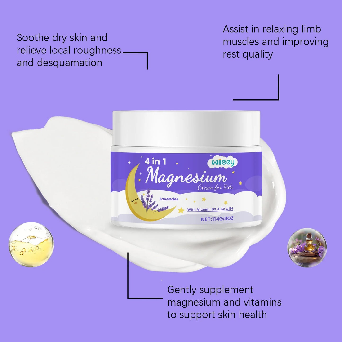 Magnesium Balm Repair Damaged Skin Nourishing Anti Drying Soften Skin Soothing Anti-Allergy Calming Moisturizing Kids Body Cream