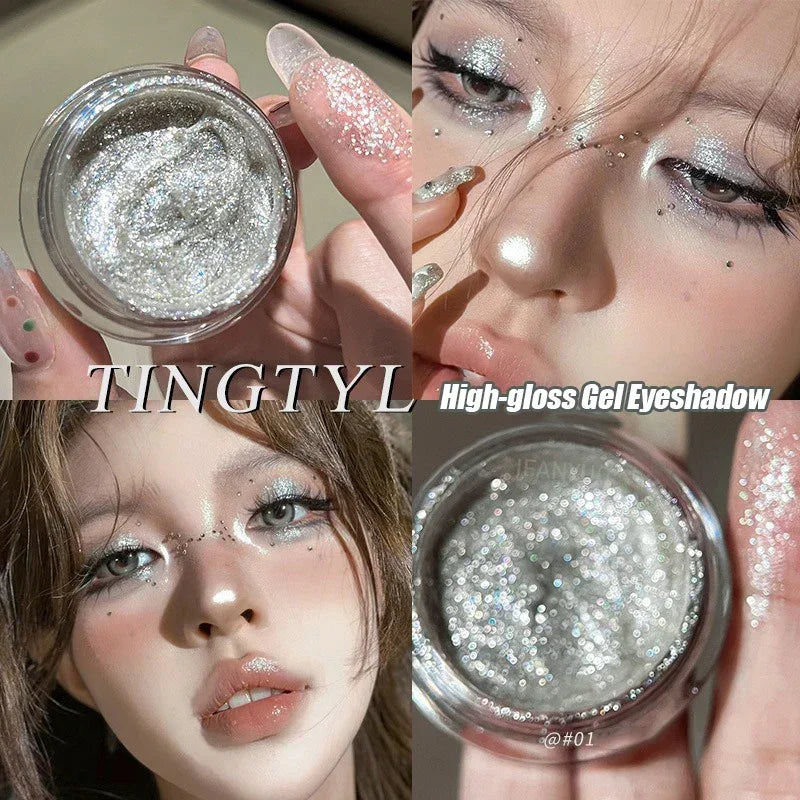 Diamond Glitter Liquid Eyeshadow Jars Sparkle Metallic Silver Blue Highlighter Fine Shimmer Waterproof Shiny Silkworm Eye Makeup