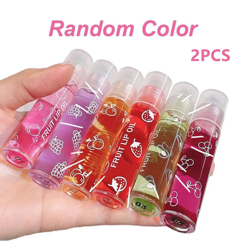 6 Colors Roll-on Fruit Essence Lip Balm Lip Oil Lip Moisturizing Mirror Primer Lip Lipstick Hydrating random Gloss Transparent