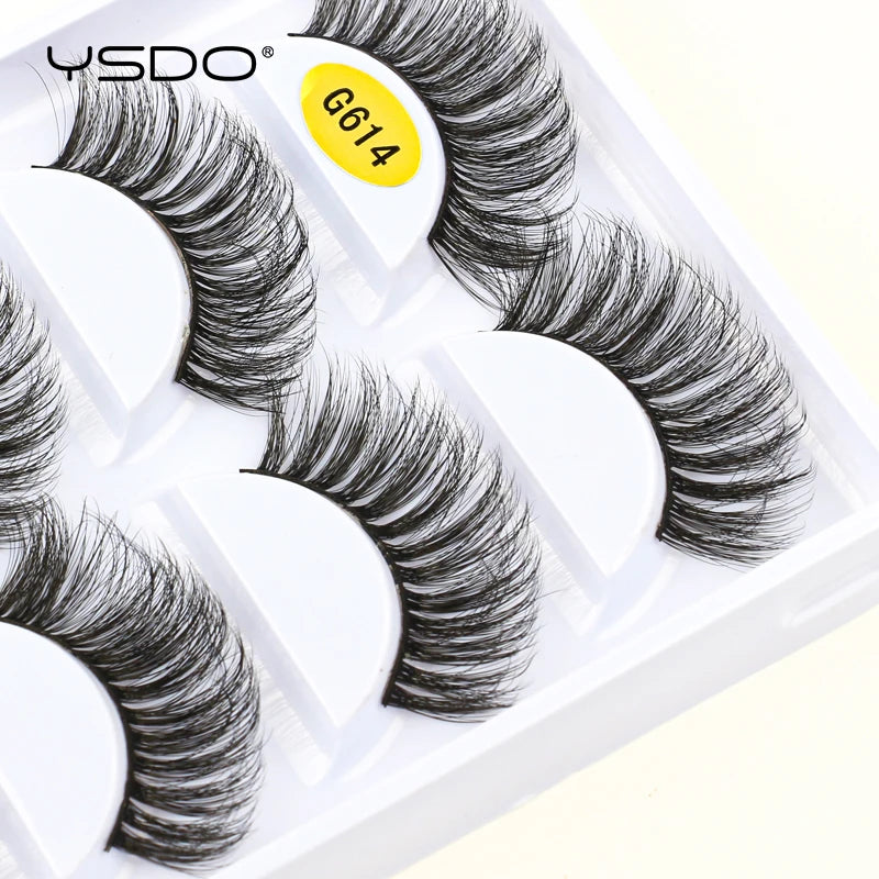 YSDO Eyelashes 3/5 Pairs Natural Long 3D Mink Lashes Fluffy Volume Mink False Eyelashes Cruelty Free Wispy Lashes Makeup Cilios