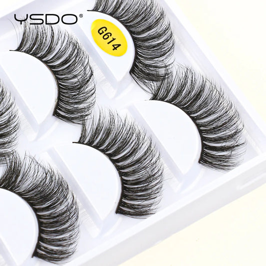 YSDO Eyelashes 3/5 Pairs Natural Long 3D Mink Lashes Fluffy Volume Mink False Eyelashes Cruelty Free Wispy Lashes Makeup Cilios
