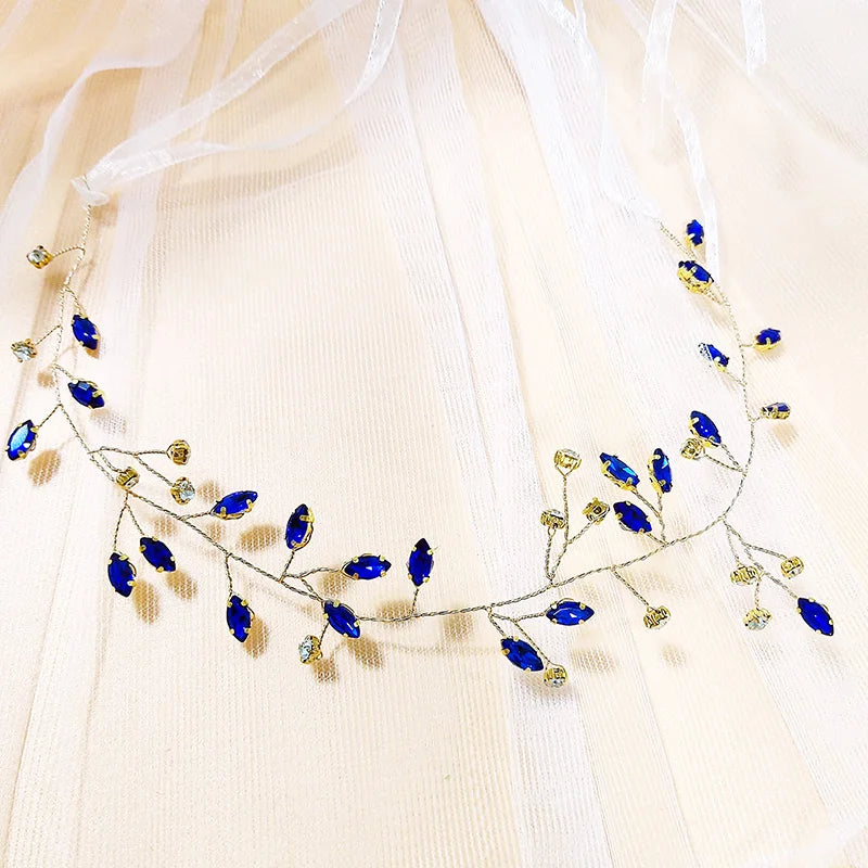 Vintage Blue Rhinestone Hair Comb Wedding Hair Accessories Bridal Hair Clip Headpiece Jewelry Bride Tiara Hair Ornament Gift