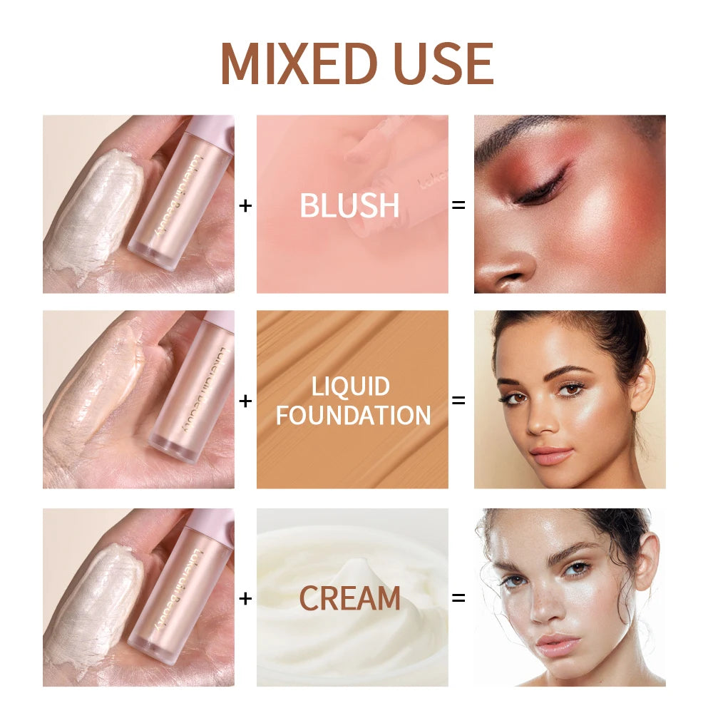 4 Colors Liquid Highlighter Brighten Skin Tone Highlighter Lightweight High Glossy Finish Natural Glow Liquid Luminizer Makeup