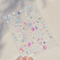 Pink Pudding Cherry Bowknot Heart shaped Star Claw Print Sweet Self Adhesive 5D Nail Art Decoration Sticker Manicure Decal DIY