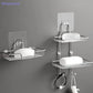 [SU]Stainless Steel Double Tier Draining Soap Dish Holder No Drill Wall Mounted Soap Rack Bathroom Shower Storage Organizer[SU]