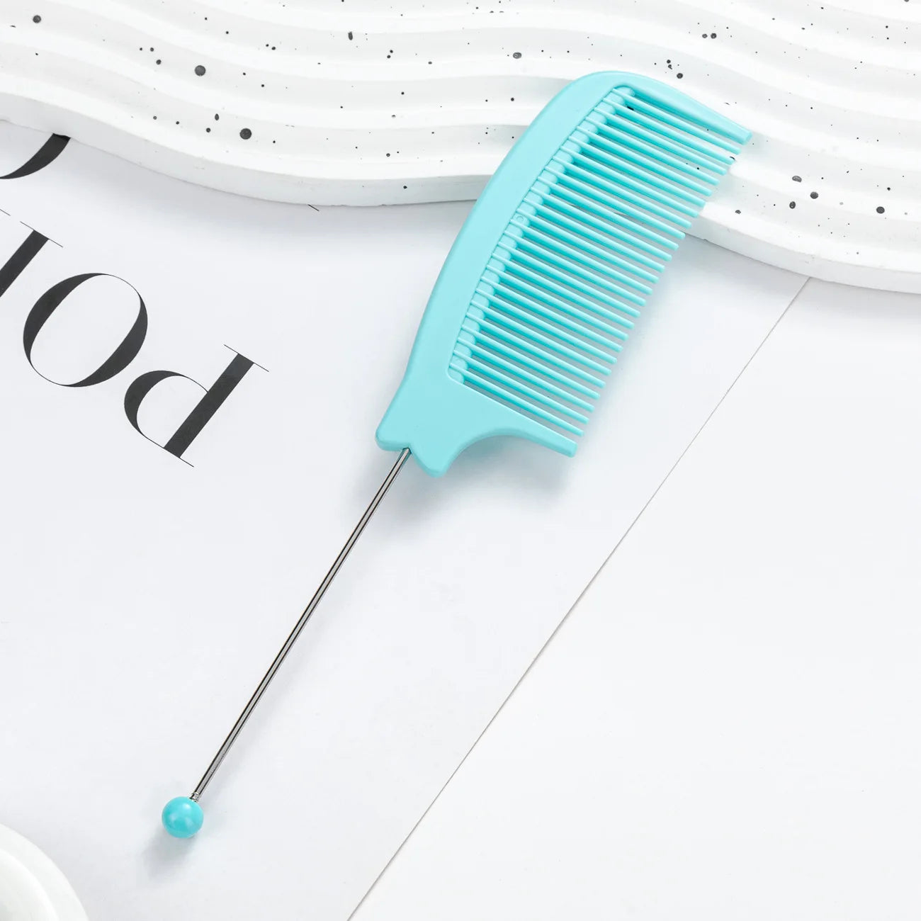 5pcs Plastic Beaded Hair Comb Anti-Static Rat Tail Combs Creative DIY Multi-color Beads Comb Hair Styling Accessories