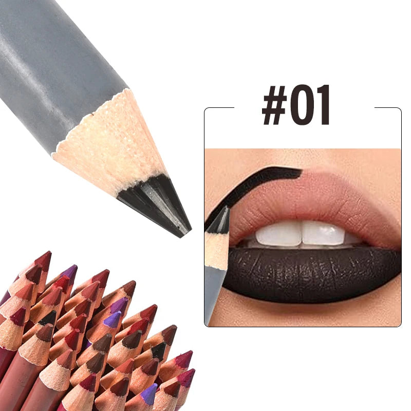 Dark Brown Waterproof Lip Liner Matte Long Lasting Makeup Pens 28 Colors Non-stick Cup Lipstick Pencil Women Party Lip Cosmetic