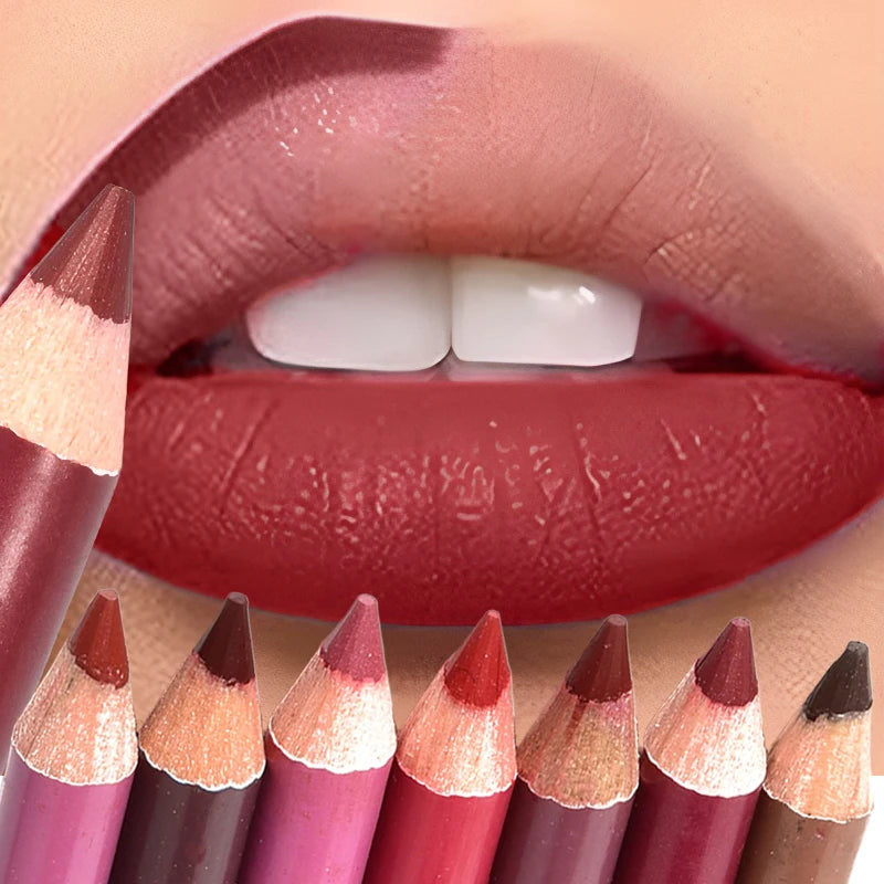 Dark Brown Waterproof Lip Liner Matte Long Lasting Makeup Pens 28 Colors Non-stick Cup Lipstick Pencil Women Party Lip Cosmetic