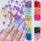 12Grids/Box Five-Petal Flower/Steel Beads Nail Art Charms Mixed-Size Flowers Gold/Silver Ball Rhinestones DIY Manicure Diamonds