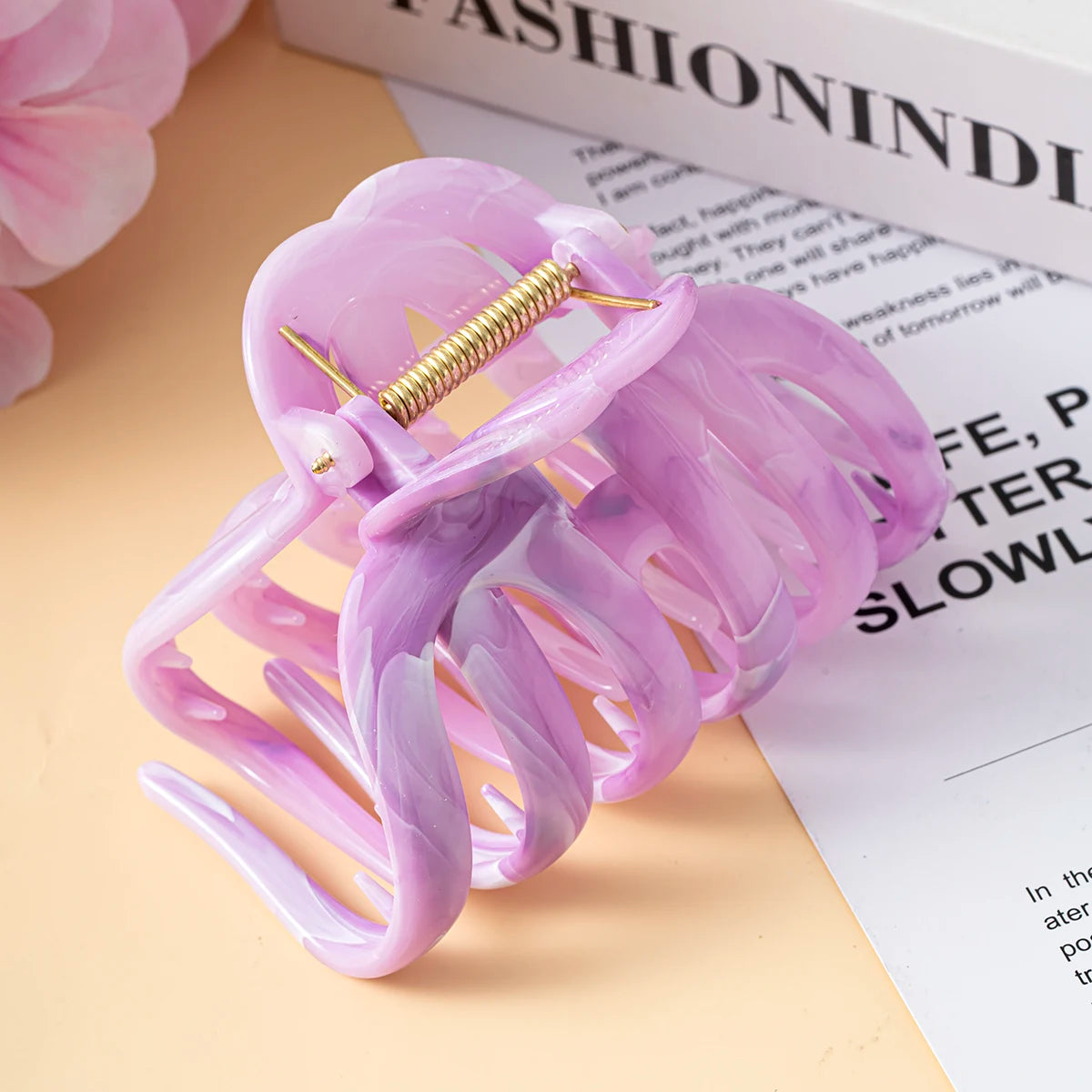 New Large Marble Stripes Pumpkin Hair Claws Crab Hairpins For Women Sweet Hair Clip Barrettes Headband Hair Accessories Styling