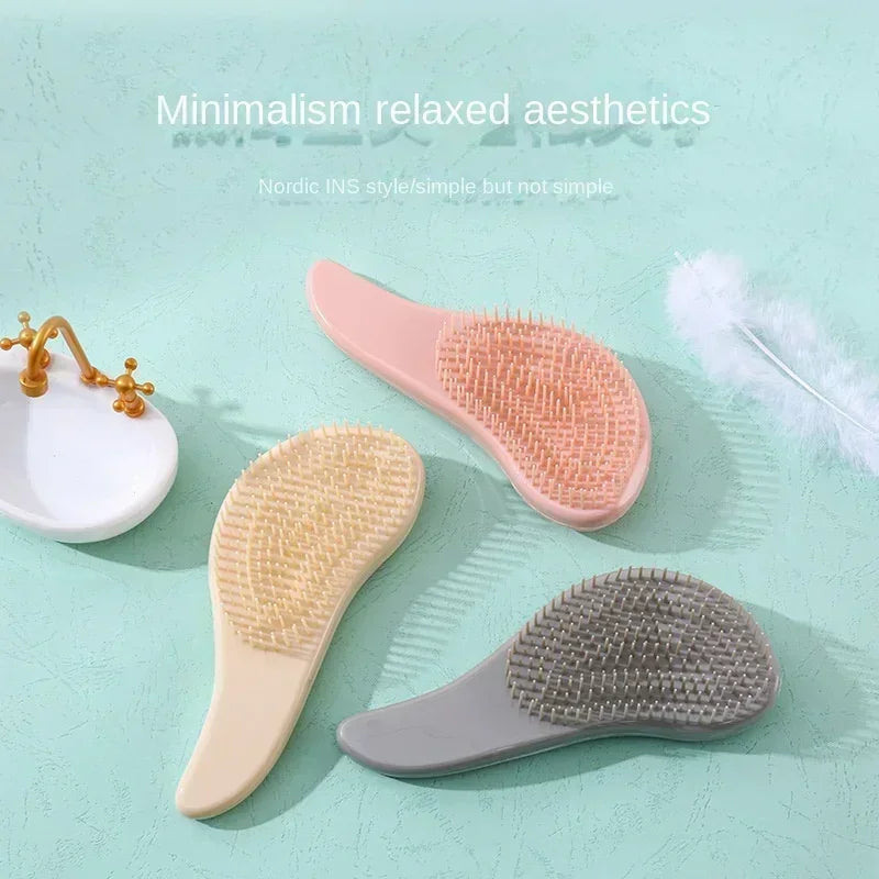 1pcs Marbled Soft Tooth Comb Anti-static Hair Brush Handle Entangle Detangling Comb Shower Massage Comb Salon Hair Styling Tools