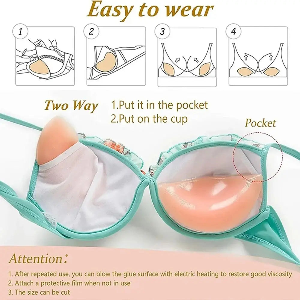 1pair Skin-Friendly Breast Lift Silicone Bra Inserts Reusable Cute Nipple Cover Thickened Inserts Breast Pads Swimwear