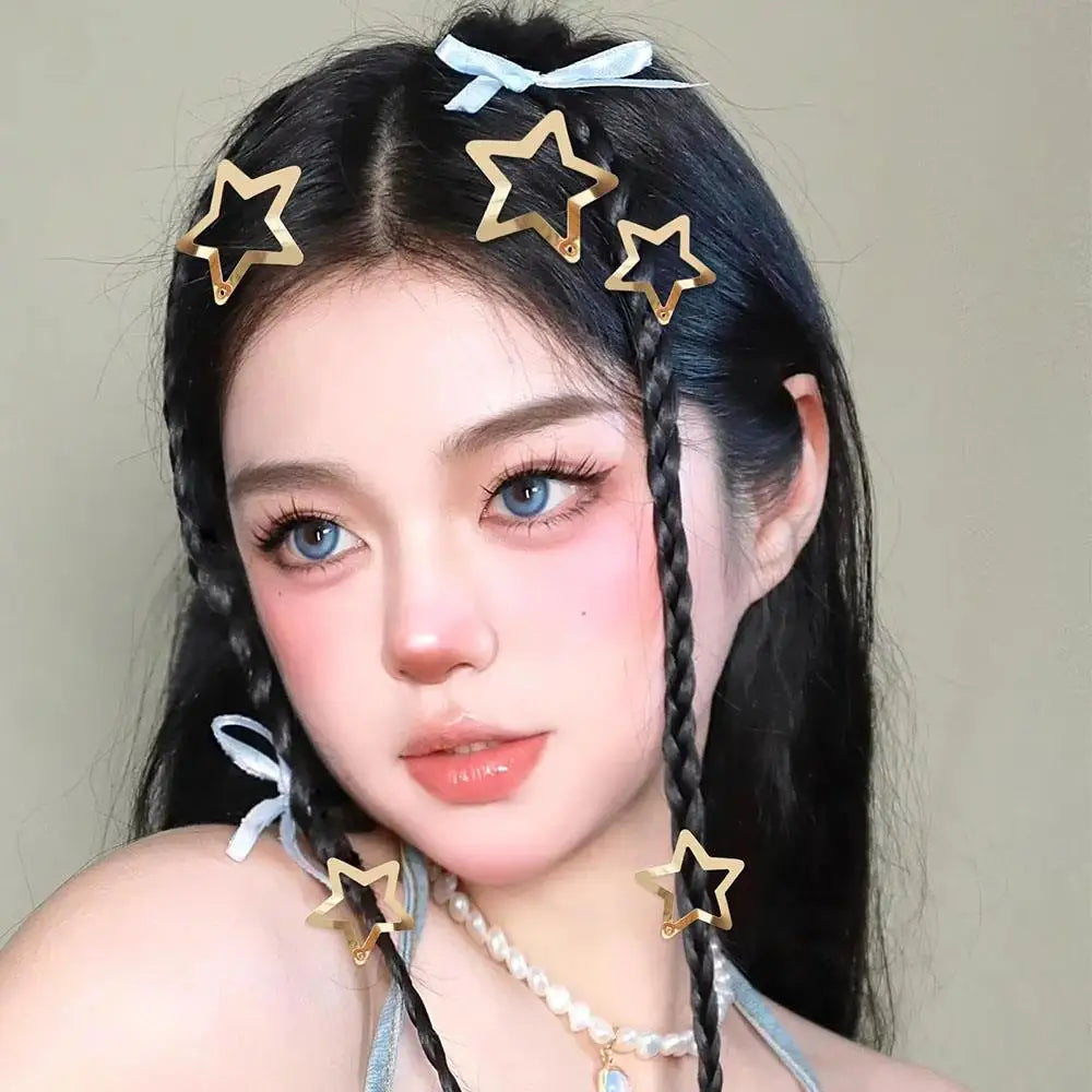 10 Pieces Pentagram BB Hairpins Metal Barrettes Five-pointed Star Bangs Side Clips Gold Star Hair Clips Hair Accessories