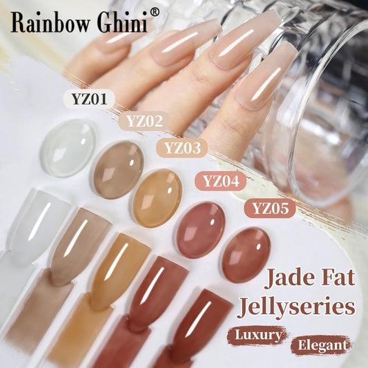 RG 15ml TPO&Hema Free 5Color Nude Jade Fat Gel Nail Polish Translucent UV Gel Polish Long Lasting Professional Nail Art Autumn