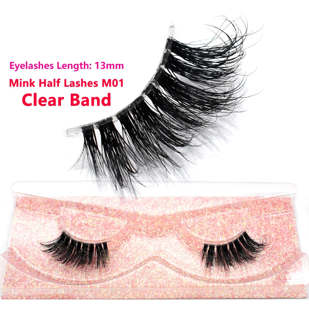 Half Eye Lashes Natural 3D Mink Short False Eyelashes Fluffy Wispy Cross Strip Fake Lashes Soft Half Eyelashes Extension Makeup