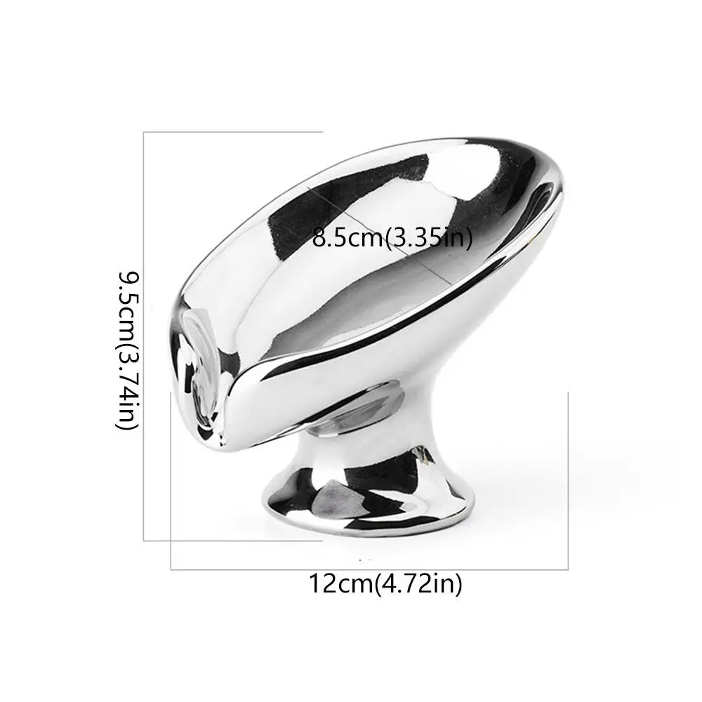 Ceramic Self Draining Soap Holder Leaf Shape Gold Silver Soap Dish with Drain Holes Bathroom Storage Holder Counter Tray