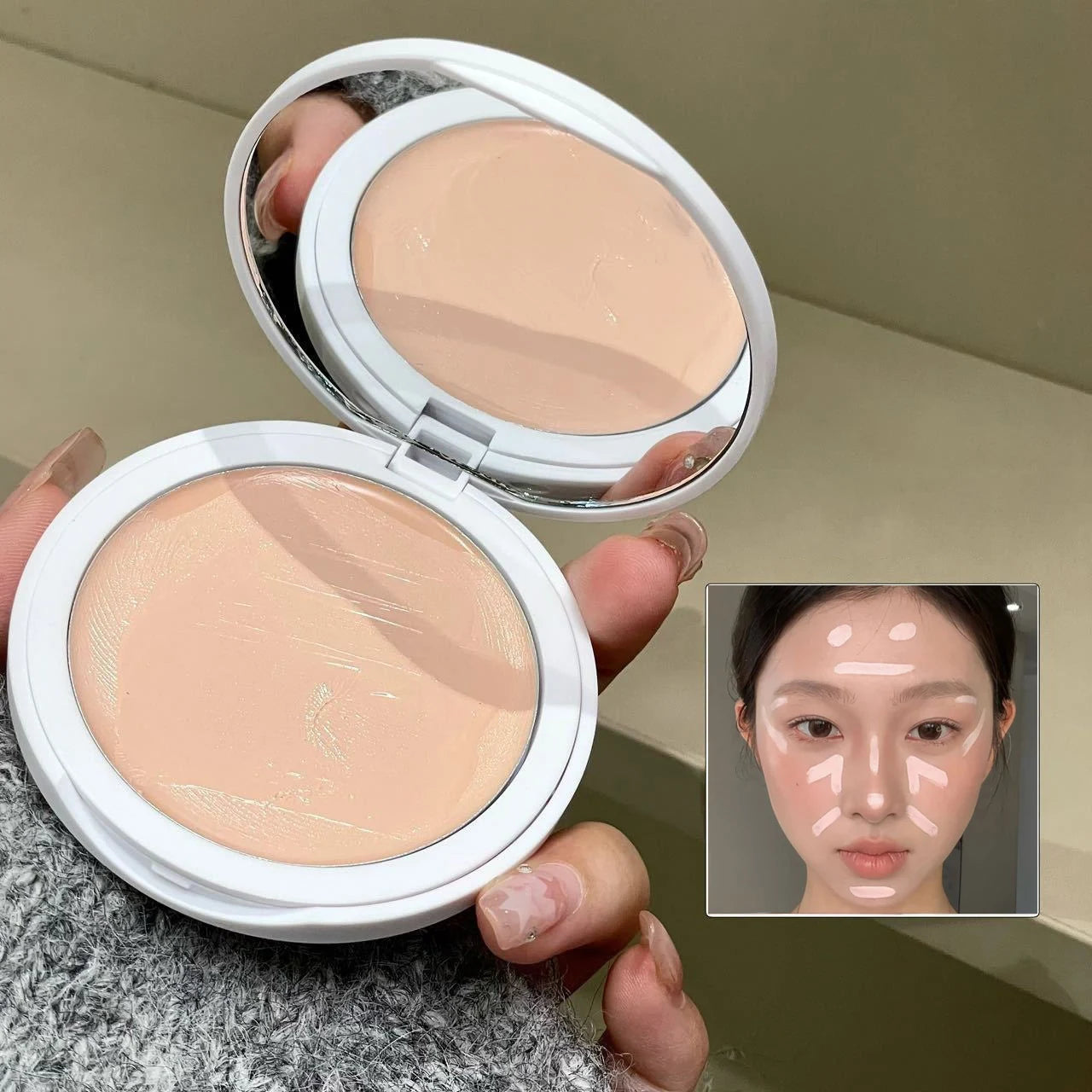 White Pink Brightening Highlighter Cream Concealer Matte Face Highlight Cream Cover Acne Spot Dark Circles Moisturizing Makeup