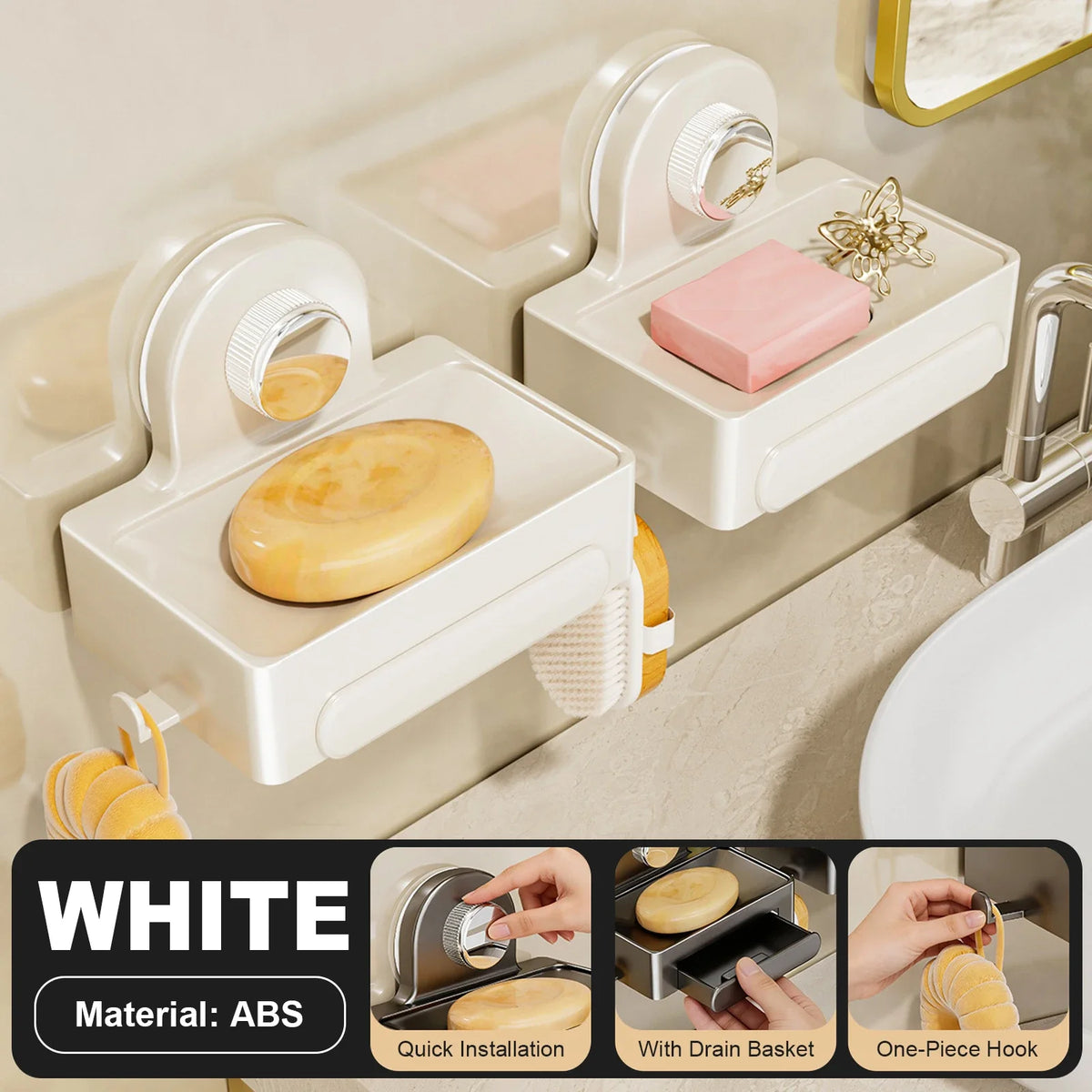 Bathroom Soap Holder Free-Punching Wall Mounted Soap Sponge Holder Organizer Double drainage Soap Dish Bathroom accessories