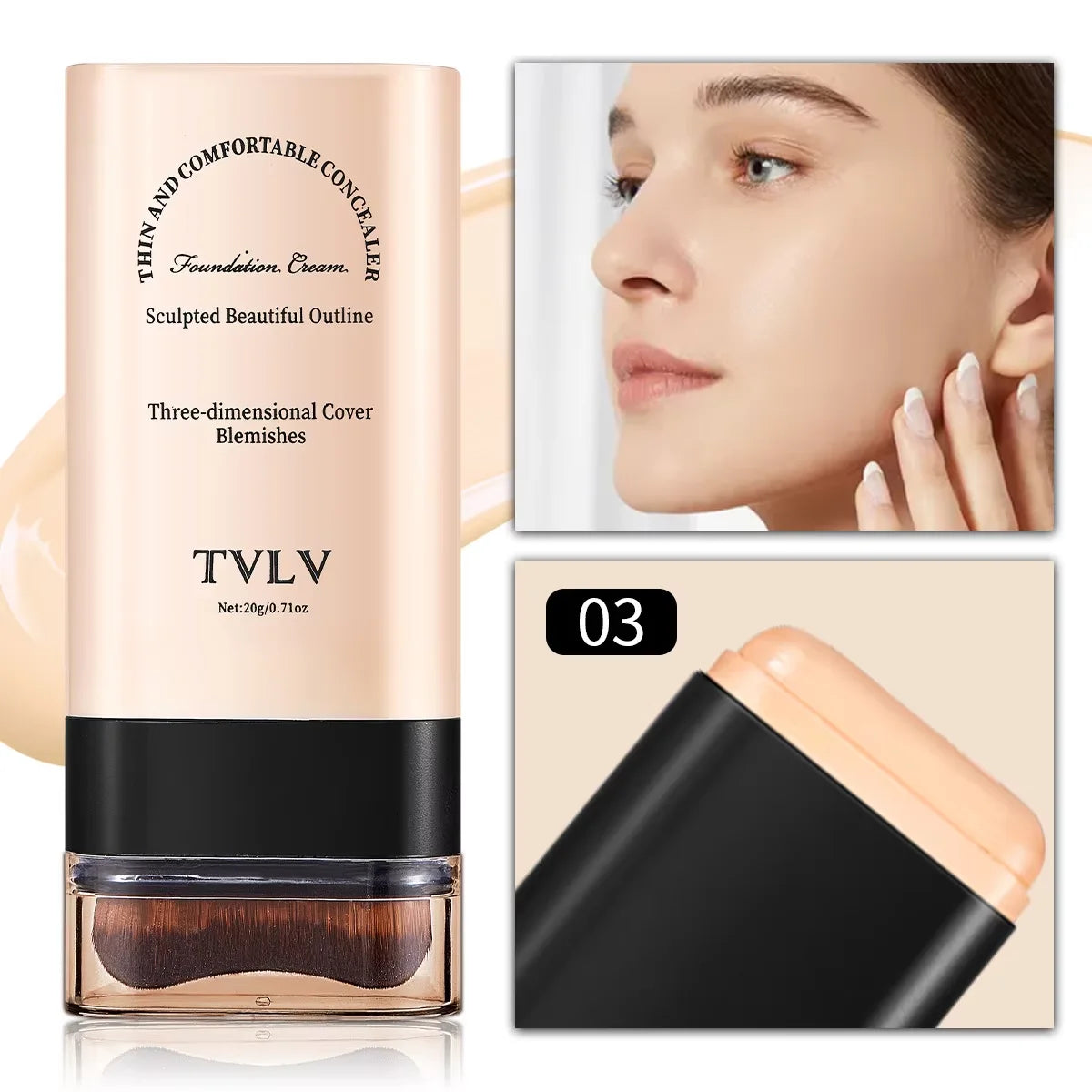 TVLV eraser foundation make-up stick 20g,with brush to brighten skin liquid foundation,non-marking,long-lasting makeup concealer