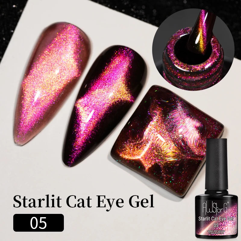 AWStorG 7.5ml Starlit Cat Magnetic Gel Nail Polish Must need Black Gel-Polaris Light Soak Off UV Gel Varnis Semi Permanent DIY