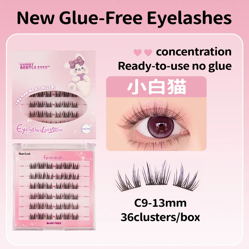 New Self-Adhesive Eyelashes No Glue Fake Lashes Extensions Reusable Eyelashes Glue-free False Eyelashes DIY Individual Lashes Ma