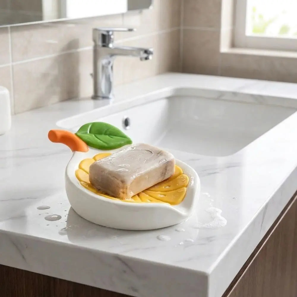 Creative Non-Slip Lemon Soap Dish Inclined Drainage Stable Dry Soap Storage Rack Sponge Holder Soap Box Kitchen
