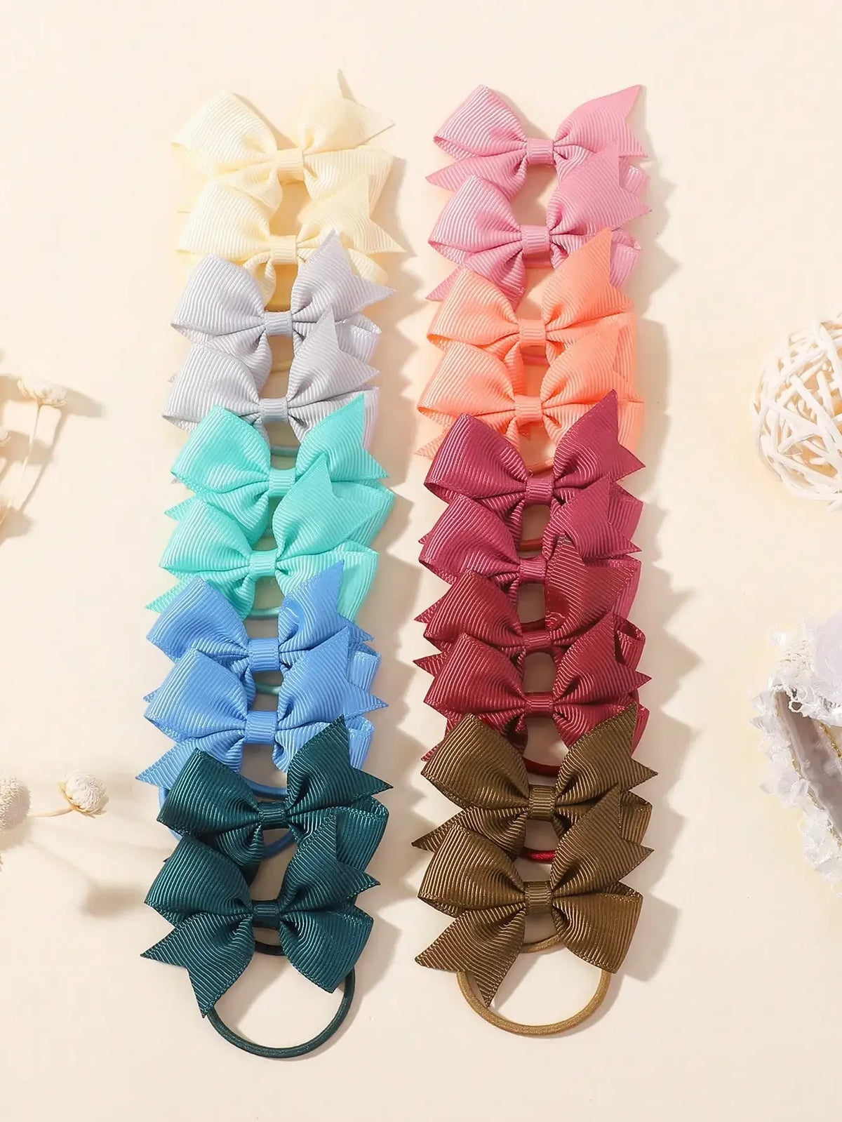 20Pcs/set 2.1inch Lovely Bowknot Hairband Ribbon Head Rope for Girls Boutique Headwear Kids Hair Accessories Gifts Wholesale