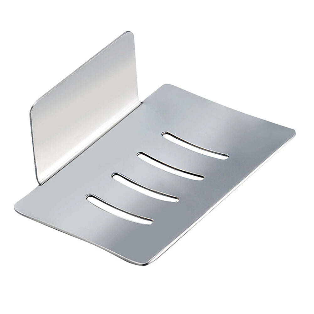 Soap Holder Dish Wall Mount Adhesive Tray Storage Dish Bathroom Shower Plate Box Stainless Steel Rack