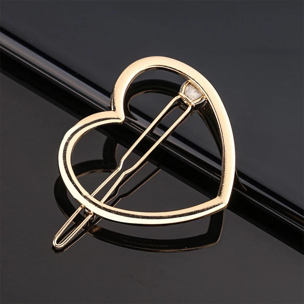 Triangle Moon Hairpin Fashion Women Metal Frog Clip Word Clip Elegant Star Round Barrette Alloy for Ladies Hair Accessories
