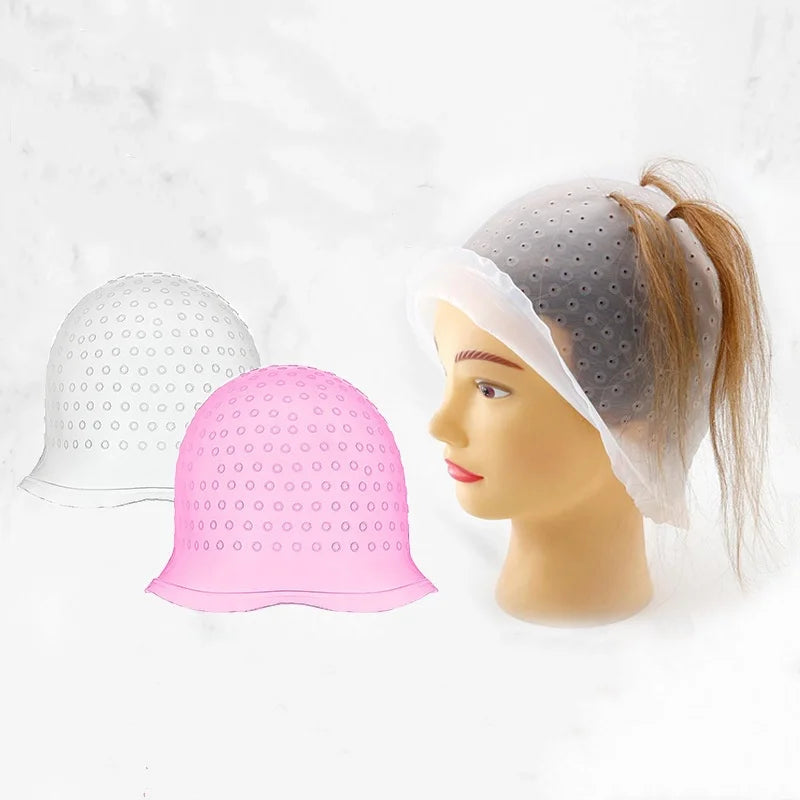 Salon Silicone Hair Coloring Cap Highlight Reusable Needle Hair Dying Frosting Hat Household Dye Hairstyling Tools Accessories