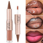 2 IN 1 Nude Brown Pink Mirror Lip Gloss Tapered Gradient Lipliner Contour Pencil Matte Lip Liner Waterproof Sexy Lipstick Makeup
