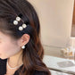 2/4pcs Pearl small fragrance side clip headpiece for women, exquisite black velvet bangs hair clip, retro new high-end clip