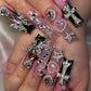 42PCS 3D Star Nail Charms and Gems Silver Rhinestones for Nails Y2K Nail Jewels for Nail Art