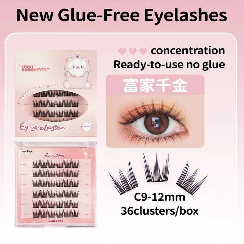 New Self-Adhesive Eyelashes No Glue Fake Lashes Extensions Reusable Eyelashes Glue-free False Eyelashes DIY Individual Lashes Ma