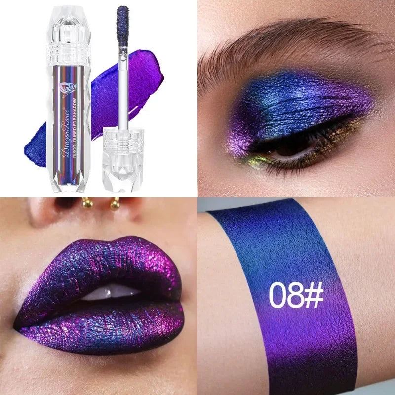 Metallic Discoloured Eye Shadow Purple Green Glitter Eyeshadow Makeup Chameleon Eyeshadow Liquid Polarized Colorful Cosmetics