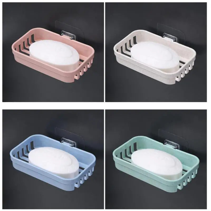 No Punch Wall Mount Soap Box Wheat Straw Suction Cup Non Trace Stick Soap Holder Drainage Bathroom Accessory