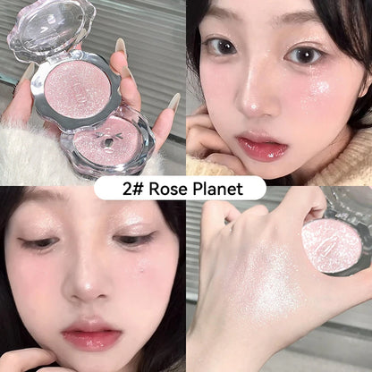 Natural three-dimensional highlighter powder, modify and brighten the silkworm, hold makeup and show color, fine highlighter