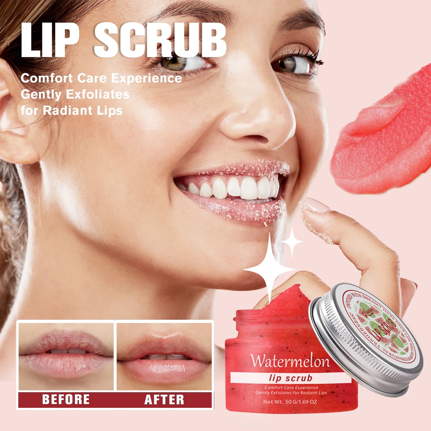 Lip scrub 50g brighten exfoliating lip  raspberry vanilla coconut watermelon lip moisturizing gift for women