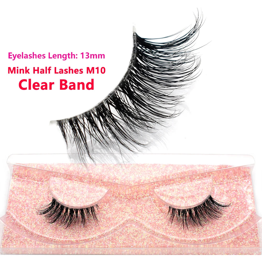 Half Eye Lashes Natural 3D Mink Short False Eyelashes Fluffy Wispy Cross Strip Fake Lashes Soft Half Eyelashes Extension Makeup