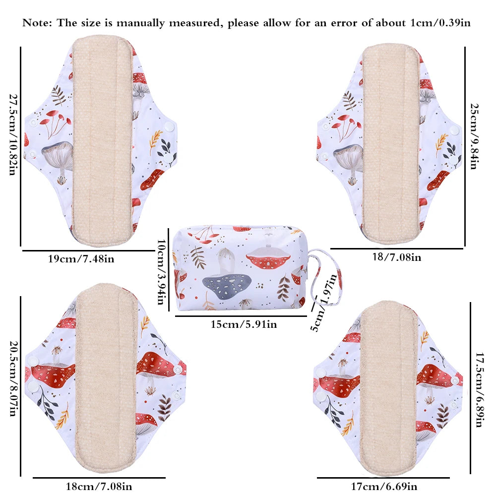 New Colourful Cotton Sanitary Pads Set Washable Menstrual Pads Reusable Nursing Pad Ladies Bratehable Cloth Menstruation Gift